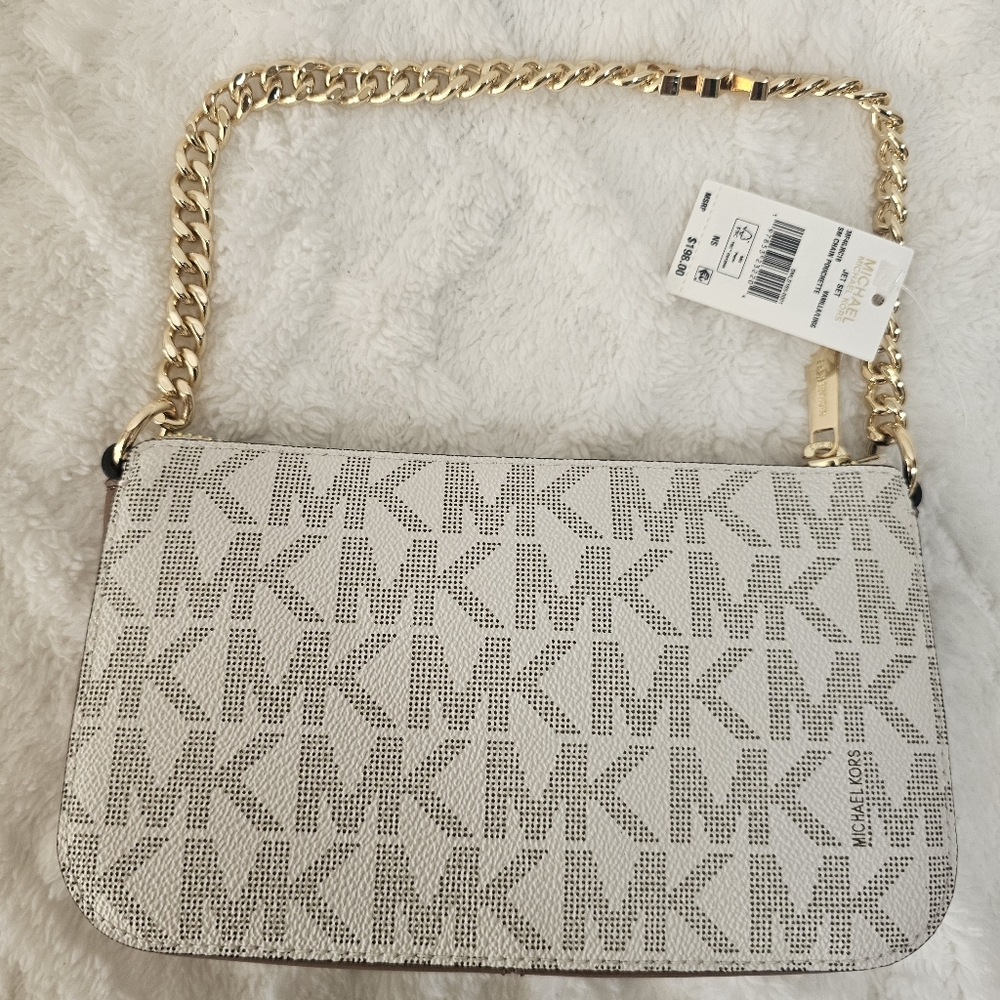 This is a Michael Kors Jet Set Small Chain‎ Pouchette in vanilla/lugg color. - Picture 2 of 8